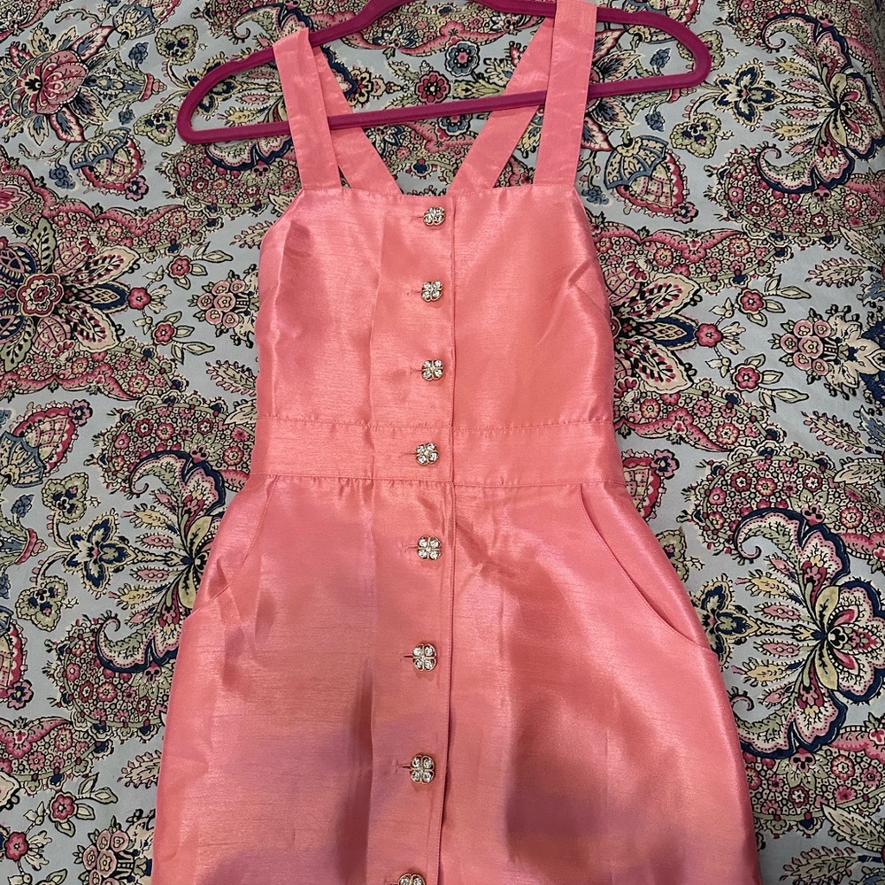 Alice McCall Pink Sleeveless Dress with Floral Buttons